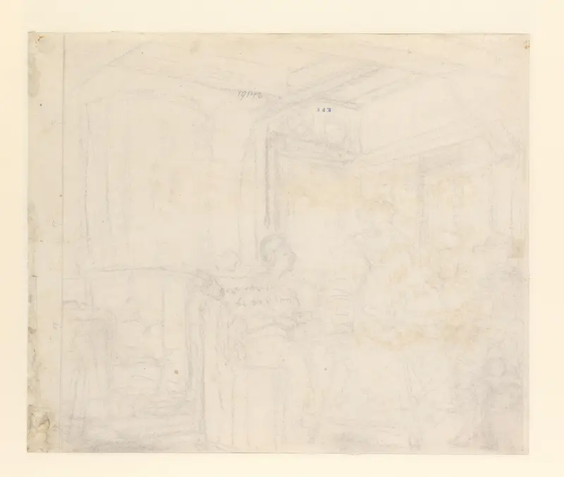 Schets van enkele personen in een interieur Wall Art by Johannes Jelgerhuis - High-Resolution Digital Print