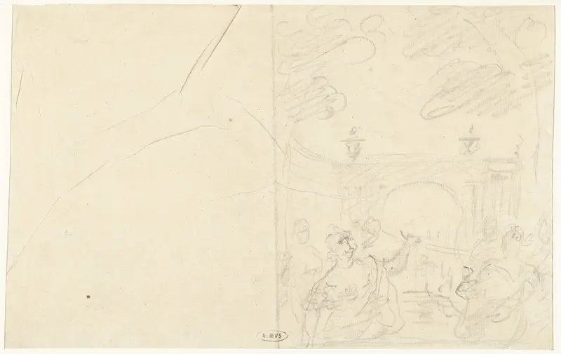 Schets van figuren in een landschap Wall Art by Unknown - High-Resolution Digital Print