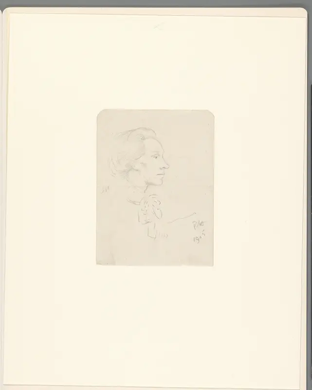 Schets van Henriëtte Roland Holst-van der Schalk, van opzij Wall Art by Richard Nicolaüs Roland Holst - High-Resolution Digital Print