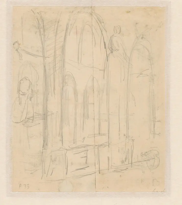 Schets van het interieur van de St.-Eusebiuskerk te Arnhem Wall Art by anonymous - High-Resolution Digital Print