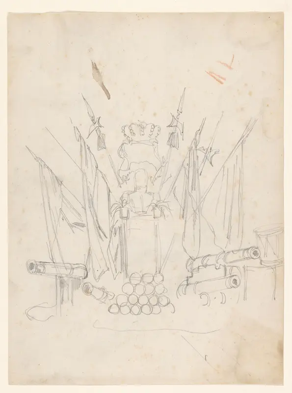 Schets van het Prins Hendrik Monument na de onthulling Wall Art by August Allebé - High-Resolution Digital Print