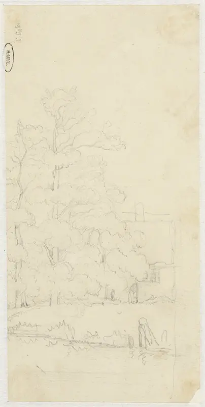 Schets van hoge bomen voor een huis Wall Art by Jacob Jan van der Maaten - High-Resolution Digital Print