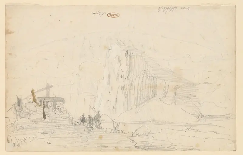 Schets van kustlandschap met hoge rotsen Wall Art by Willem Anthonie van Deventer - High-Resolution Digital Print