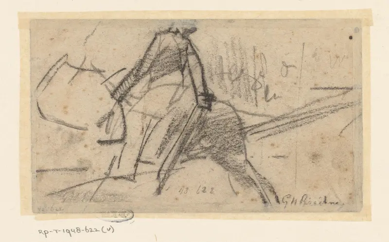 Schets van man op paard Wall Art by George Hendrik Breitner - High-Resolution Digital Print