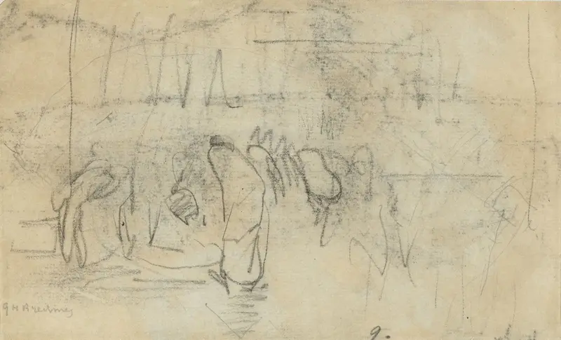 Schets van mensen op straat Wall Art by George Hendrik Breitner - High-Resolution Digital Print