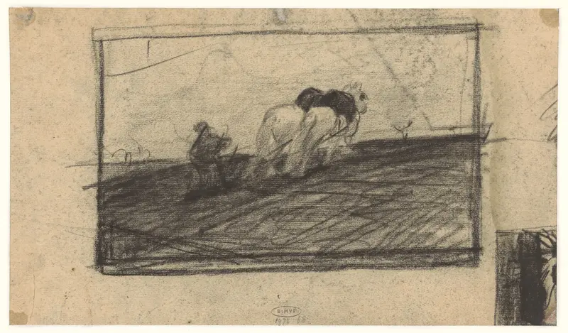 Schets van ploegende paarden Wall Art by Maurits van der Valk - High-Resolution Digital Print