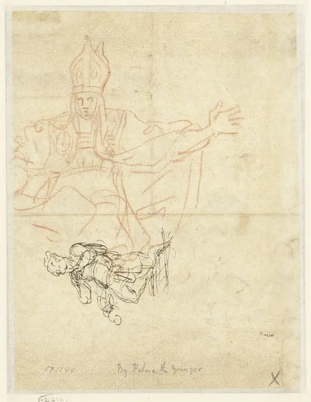 Schets van Sint Nicolaas en van een wanhopige zeeman Wall Art by Unknown - High-Resolution Digital Print