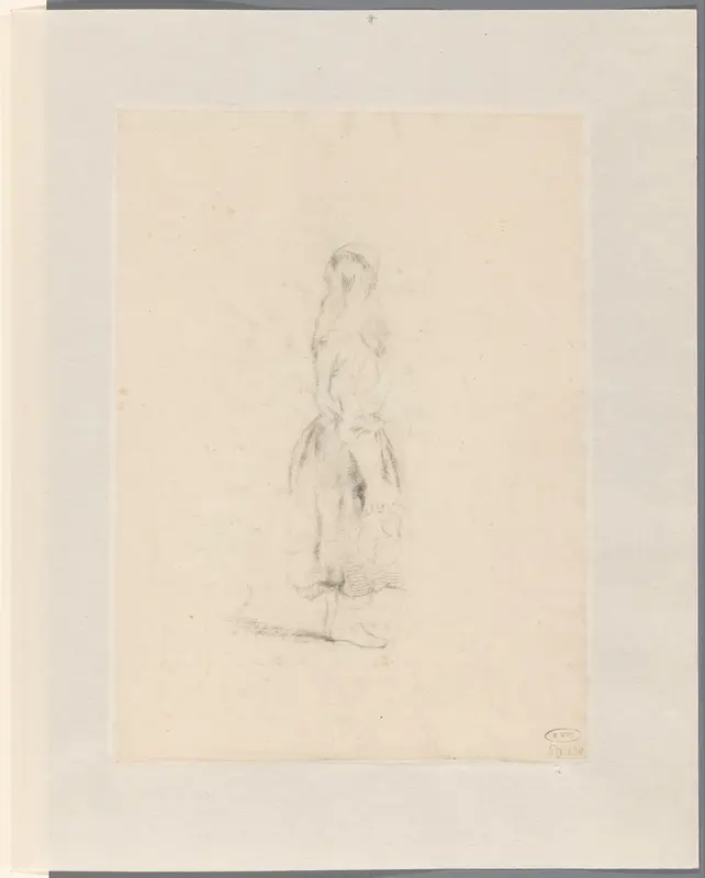Schets van staande jonge vrouw, en profil naar rechts Wall Art by Anton Mauve - High-Resolution Digital Print