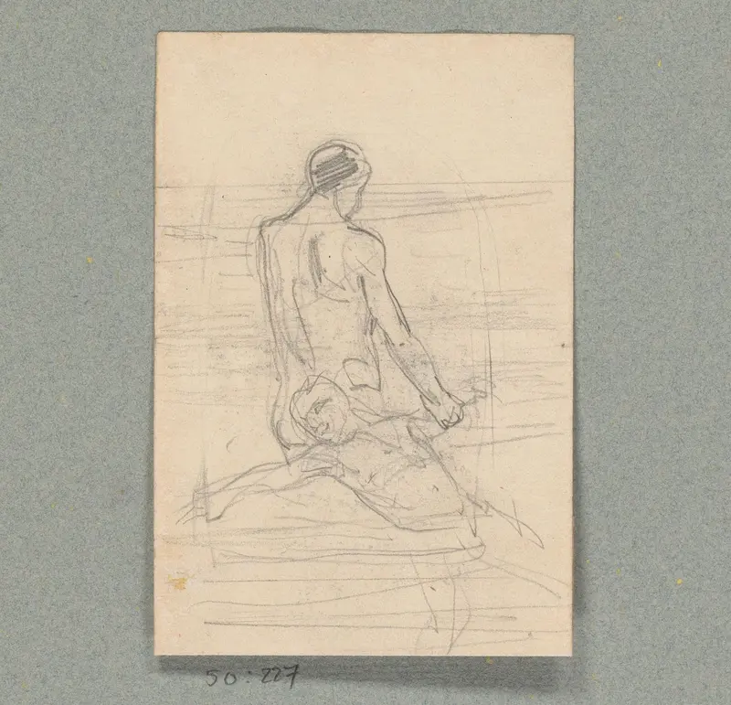 Schets van twee badende mannen Wall Art by August Allebé - High-Resolution Digital Print