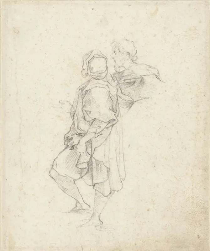 Schets van twee staande mannen Wall Art by anonymous - High-Resolution Digital Print