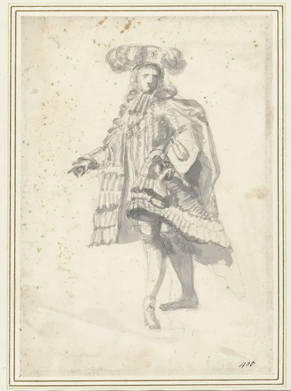 Schets voor de figuur van Willem III (?) Wall Art by Willem van de Velde (II) - High-Resolution Digital Print
