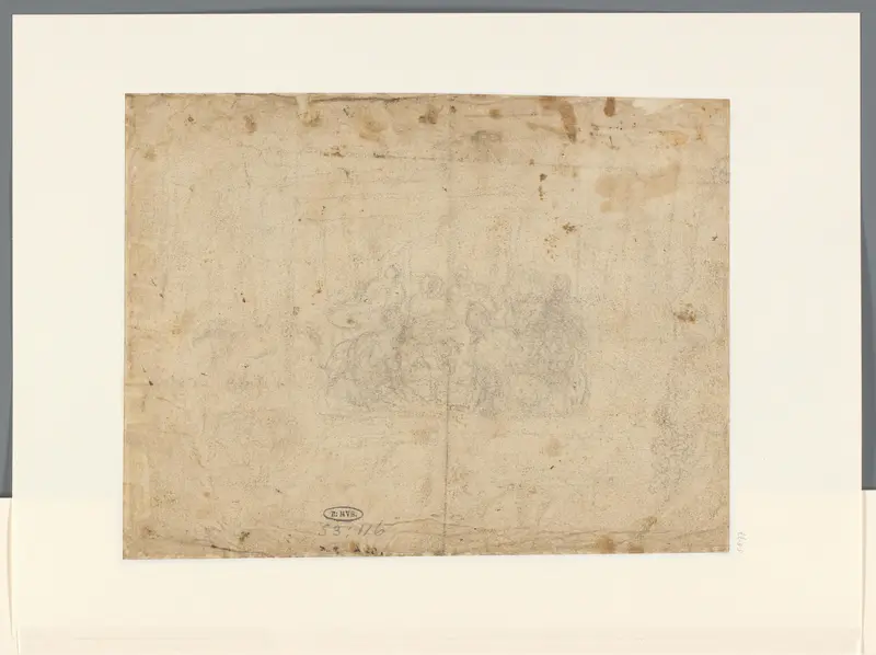 Schets voor een Laatste Avondmaal en profiel van een man Wall Art by Unknown - High-Resolution Digital Print