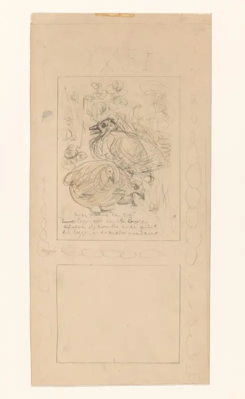 Schets voor een niet-gebruikt ontwerp voor het blad mei in de kalender 1907 Wall Art by Theo van Hoytema - High-Resolution Digital Print