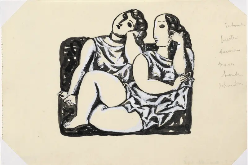 Schets voor 'L'art Hollandais contemporain' van Paul Fierens (baadsters) Wall Art by Leo Gestel - High-Resolution Digital Print