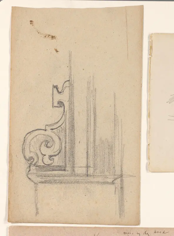 Schetsblad met architectuurstudie, een console Wall Art by August Allebé - High-Resolution Digital Print
