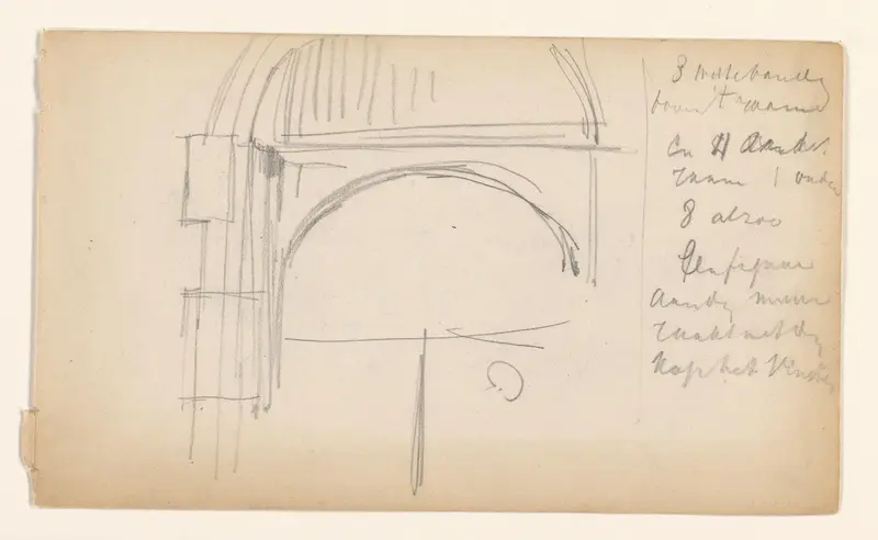 Schetsblad met architectuurstudies, raam Wall Art by August Allebé - High-Resolution Digital Print