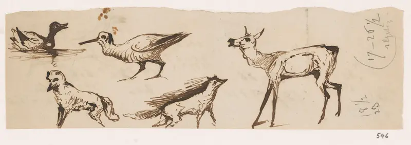 Schetsblad met dieren Wall Art by Johannes Tavenraat - High-Resolution Digital Print