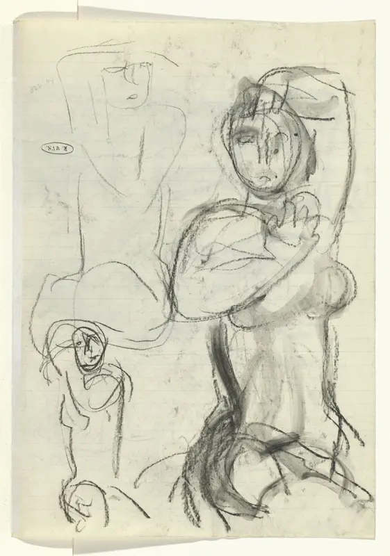 Schetsblad met drie naaktstudies Wall Art by Leo Gestel - High-Resolution Digital Print