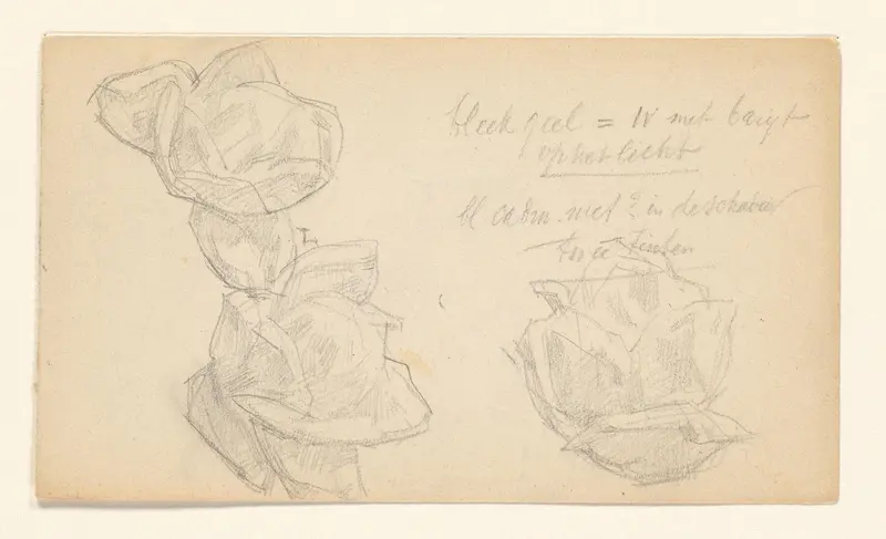 Schetsblad met drie rozen (?) Wall Art by August Allebé - High-Resolution Digital Print