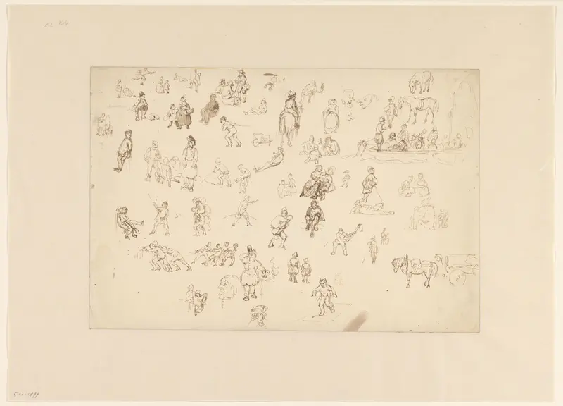 Schetsblad met een groot aantal figuren Wall Art by Jan van Ravenswaay - High-Resolution Digital Print