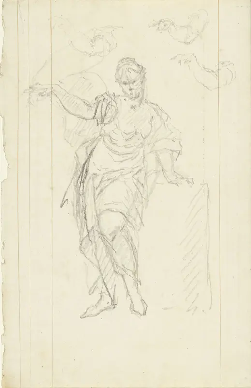 Schetsblad met een staande vrouw Wall Art by Unknown - High-Resolution Digital Print