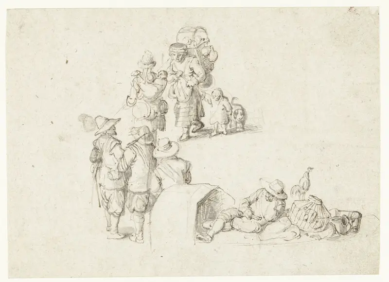 Schetsblad met figuren Wall Art by anonymous - High-Resolution Digital Print