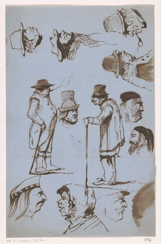 Schetsblad met figuren Wall Art by Johannes Tavenraat - High-Resolution Digital Print
