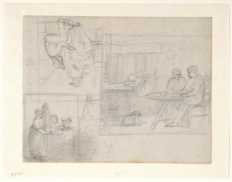 Schetsblad met interieurscènes Wall Art by Hendrik Valkenburg - High-Resolution Digital Print