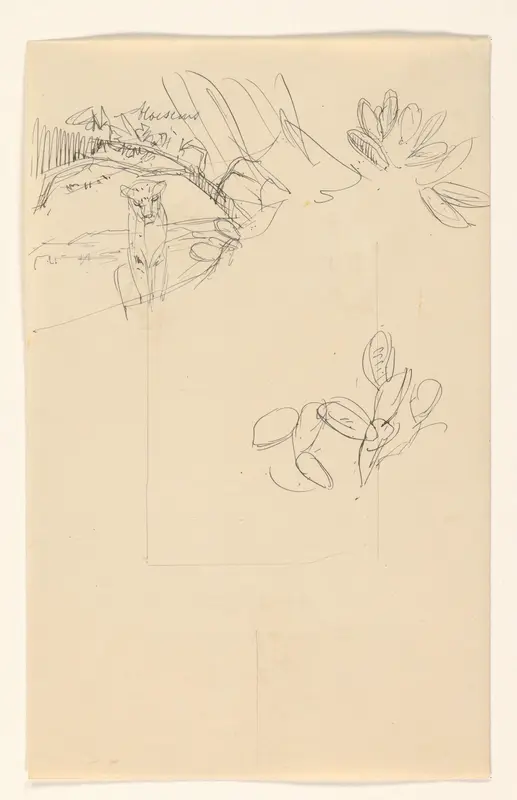 Schetsblad met leeuwtje Wall Art by August Allebé - High-Resolution Digital Print