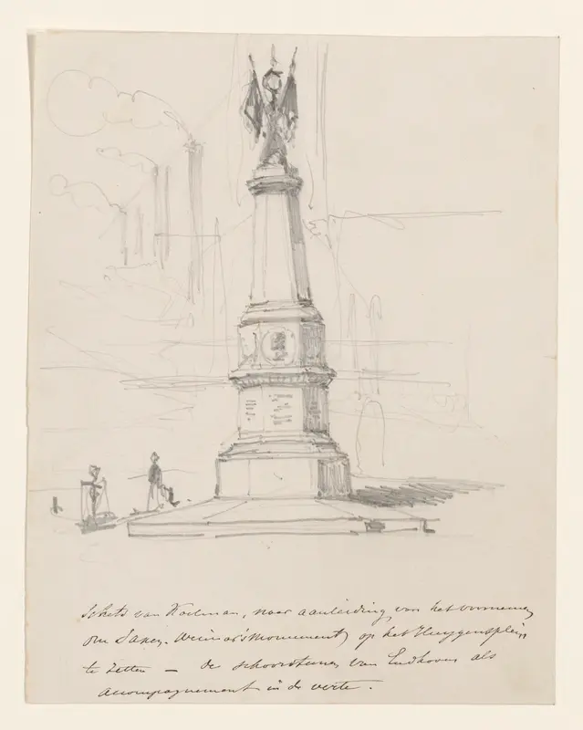 Schetsblad met ontwerp voor het monument voor Bernhard, hertog van Saksen-Weimar, op het Huygensplein te 's-Gravenhage Wall Art by Johan Philip Koelman - High-Resolution Digital Print