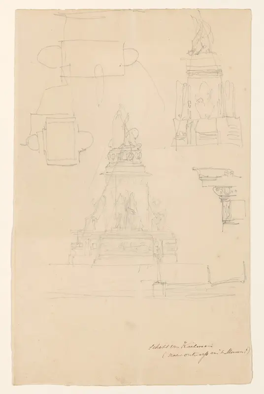 Schetsblad met ontwerpen voor het monument voor Bernhard, hertog van Saksen-Weimar Wall Art by Johan Philip Koelman - High-Resolution Digital Print