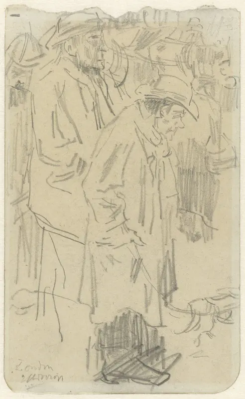 Schetsblad met personen en een hond op straat te Londen Wall Art by Jan Toorop - High-Resolution Digital Print