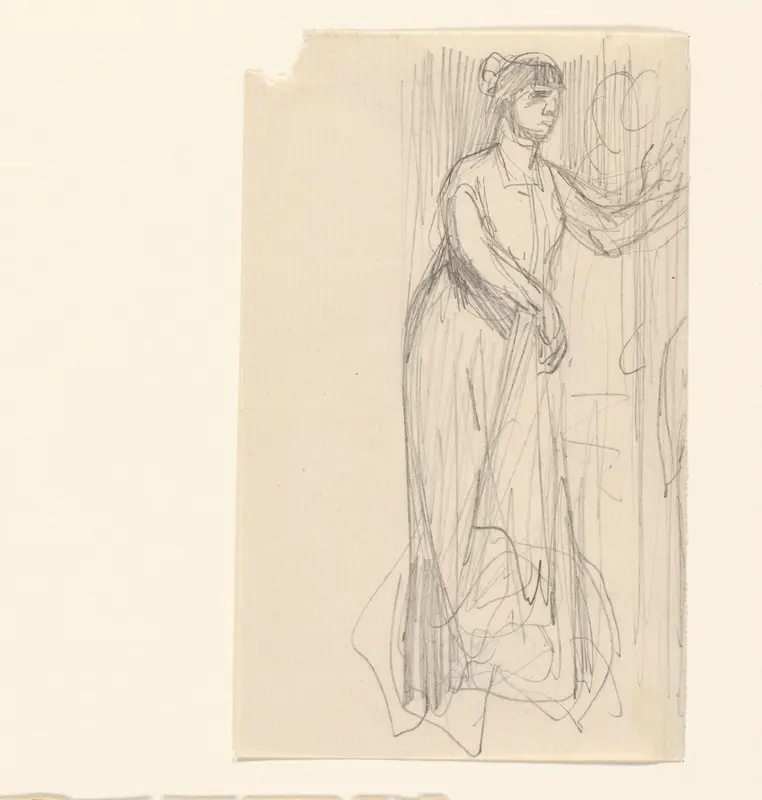 Schetsblad met staande vrouw Wall Art by August Allebé - High-Resolution Digital Print