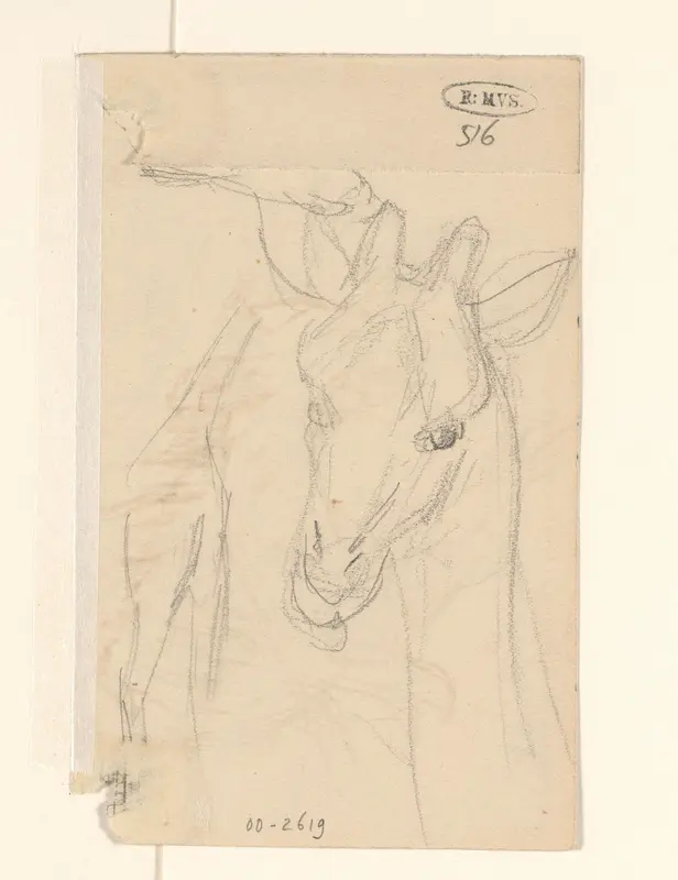 Schetsblad met studies van een giraffe Wall Art by August Allebé - High-Resolution Digital Print
