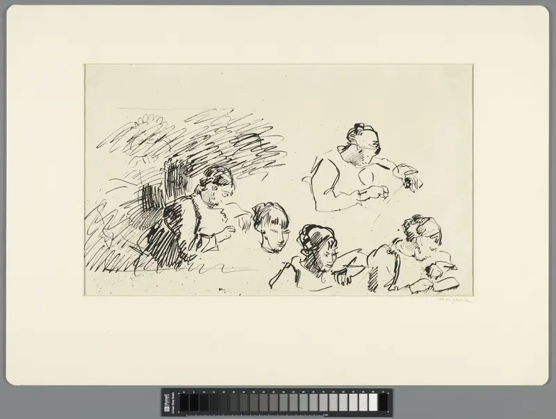 Schetsblad met studies van een naaiende vrouw Wall Art by Rik Wouters - High-Resolution Digital Print