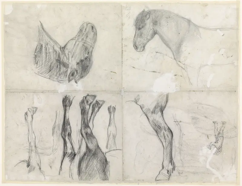 Schetsblad met studies van een paard Wall Art by Jan Kuyper - High-Resolution Digital Print