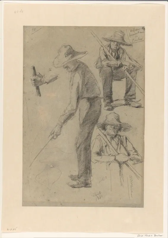 Schetsblad met studies van een tuinman Wall Art by George Hendrik Breitner - High-Resolution Digital Print