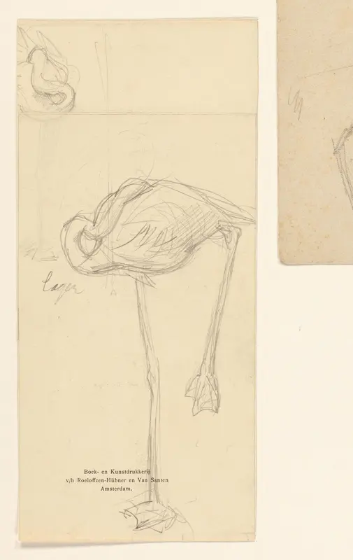 Schetsblad met studies van flamingo's Wall Art by August Allebé - High-Resolution Digital Print