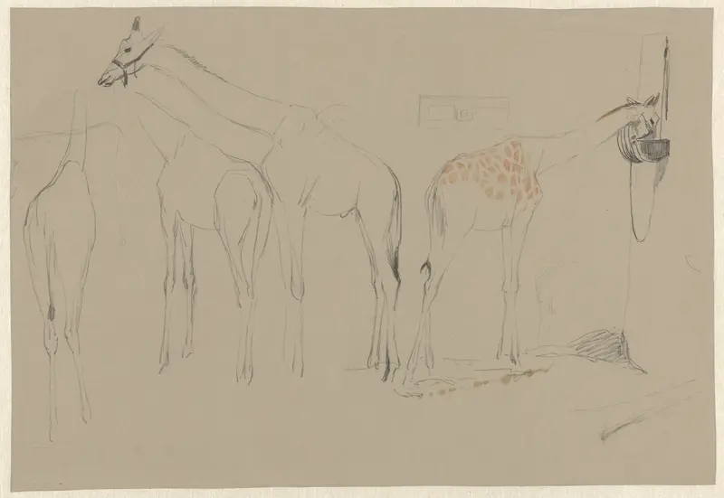 Schetsblad met studies van giraffen Wall Art by Guillaume Anne van der Brugghen - High-Resolution Digital Print