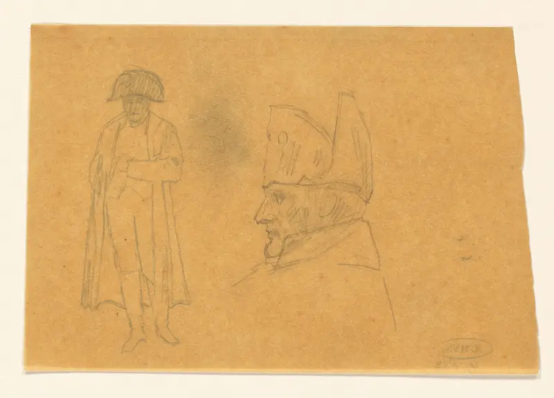 Schetsblad met twee studies van Napoleon, een ten voeten uit Wall Art by August Allebé - High-Resolution Digital Print