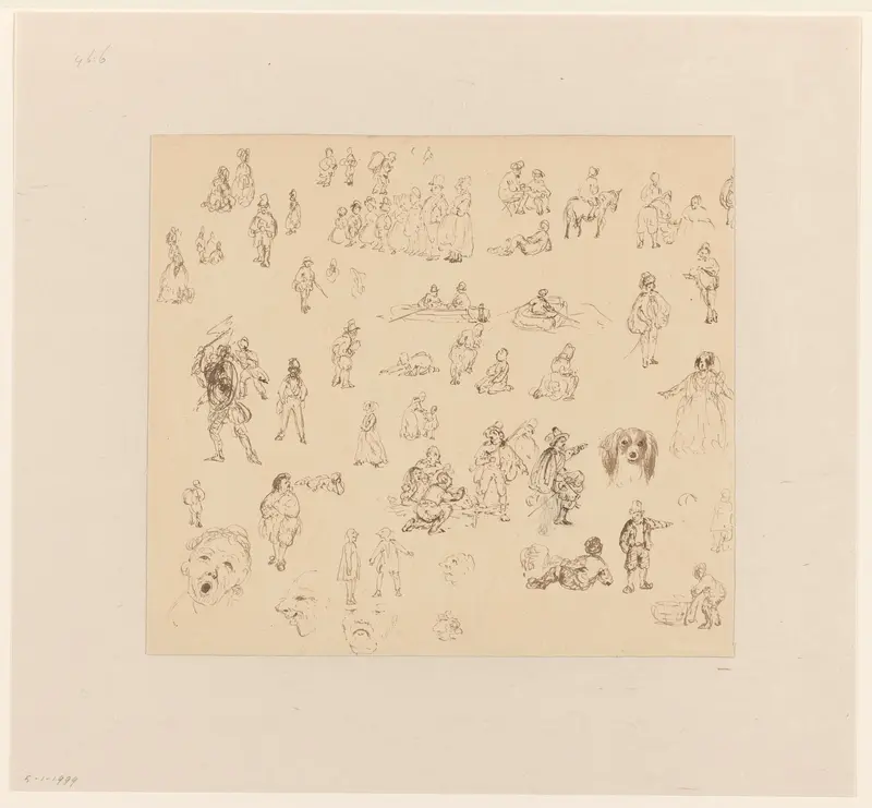 Schetsblad met vele figuren Wall Art by Jan van Ravenswaay - High-Resolution Digital Print