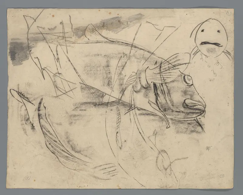 Schetsblad met vissen Wall Art by Gerrit Willem Dijsselhof - High-Resolution Digital Print