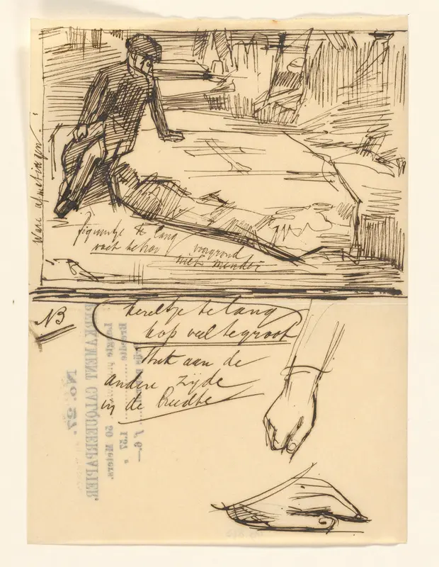 Schetsblad met zittende man Wall Art by August Allebé - High-Resolution Digital Print