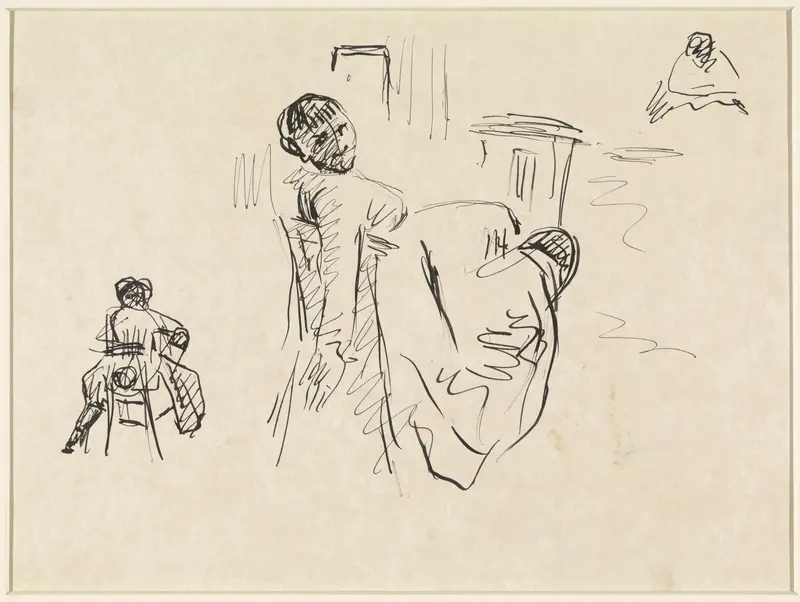 Schetsblad met zittende vrouw, die op haar stoel achterover leunt Wall Art by Rik Wouters - High-Resolution Digital Print