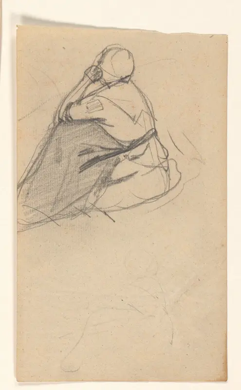 Schetsblad met zittende vrouw Wall Art by August Allebé - High-Resolution Digital Print