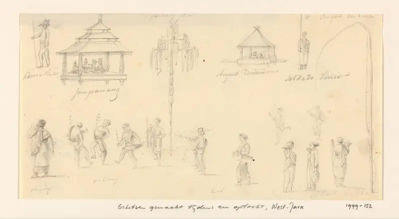 Schetsen gemaakt tijdens een optocht in West-Java Wall Art by Unknown - High-Resolution Digital Print