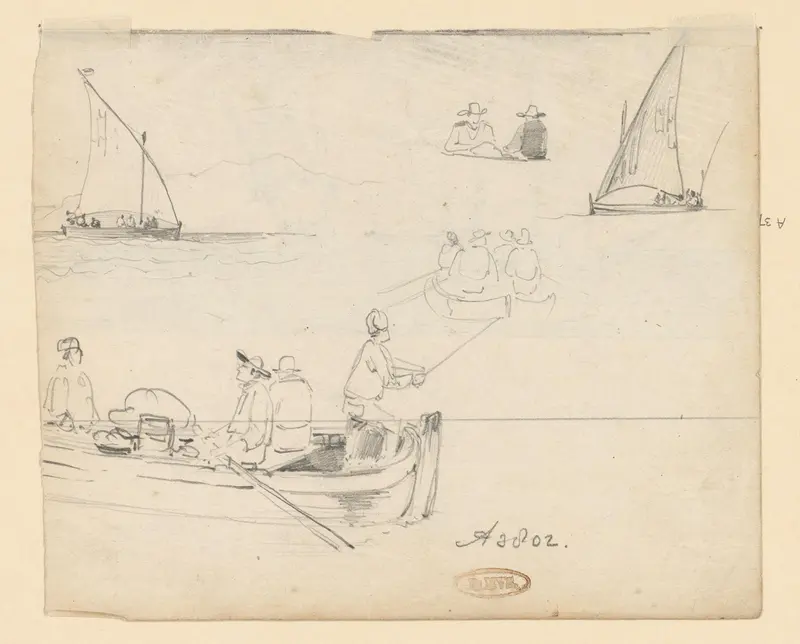 Schetsen van boten en zeelieden Wall Art by Willem Anthonie van Deventer - High-Resolution Digital Print