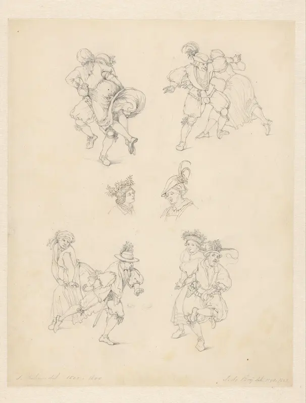 Schetsen van dansende boeren Wall Art by Hendrik Abraham Klinkhamer - High-Resolution Digital Print