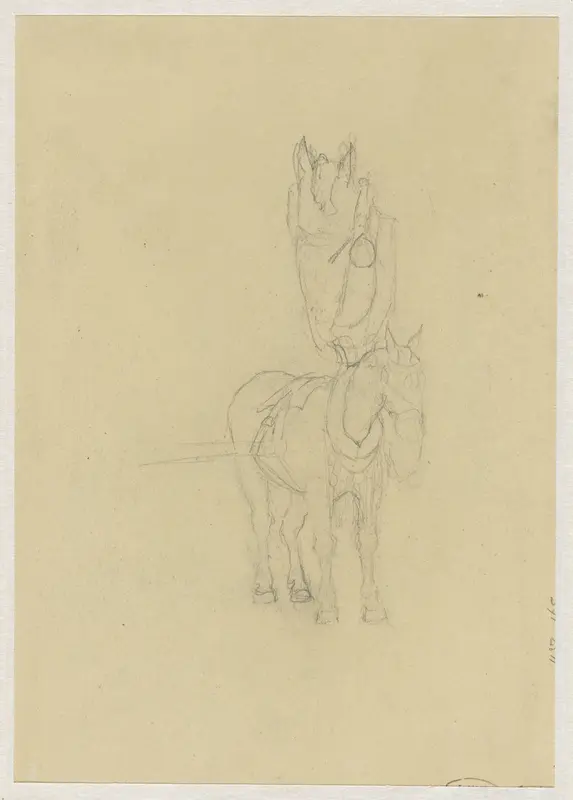 Schetsen van een etend paard