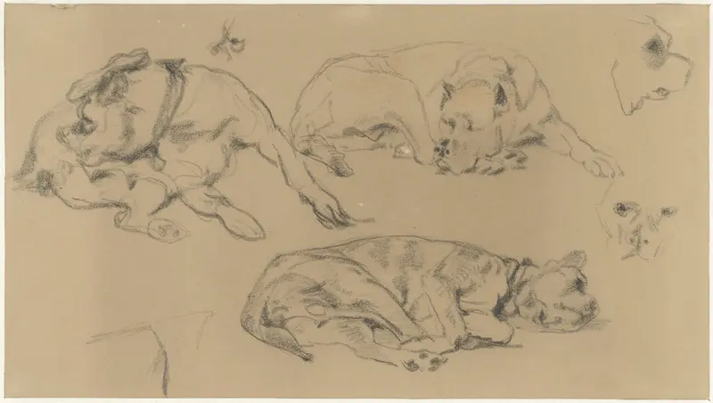 Schetsen van een hond Wall Art by Guillaume Anne van der Brugghen - High-Resolution Digital Print
